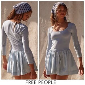 💥SALE FREE PEOPLE Onda Drop-Waist Long Sleeve Mini Flattering Fit Dress M NWT’S!